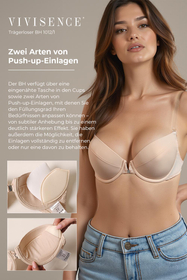 Vivisence Femme Soutien Gorge Bretelle Transparent Push Up Invivsible Soutien-Gorge Dos Nu Amovibles Bretelles, beige
