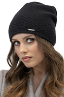 Vivisence Women's Hat Fleece Lining Zigzag Pattern Perfect Fit Autumn 7090, black