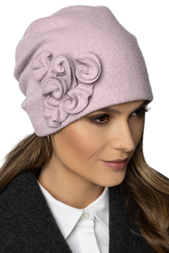 Vivisence Damen Mütze Wintermütze Elegante Warme Schurwolle Handgestickter 7076, puderrosa