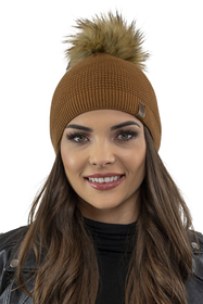 Vivisence Bonnet Et Écharpe Ensemble Pour Femmes Élégant Pour L'Automne Et L'Hiver Avec Pompon En Fausse Fourrure Design Classique Confort Optimal Pour Les Jours Froids Cadeau Parfait 7041Kmpl, bronze