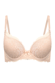 Vivisence Push-Up BH Damen Mit Bügel Gepolsterter Maximizer für Brüste 1041, Beige mit Spitze 