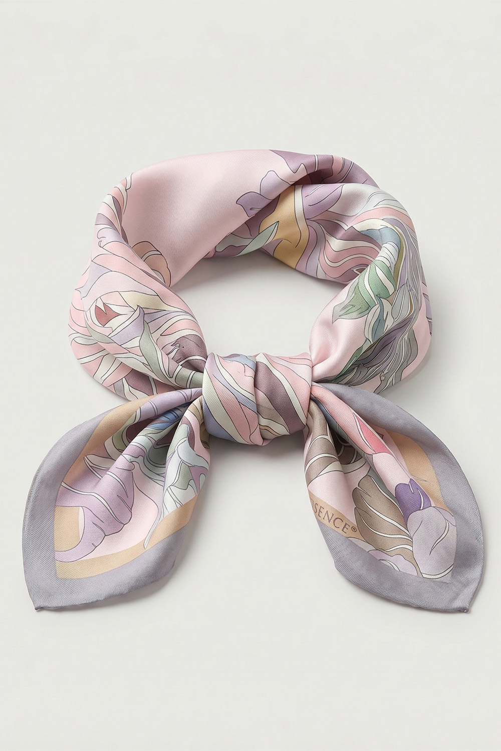 Vivisence Femme Foulard En Soie Carré Bords Roulottés Style Polyvalent, rose/violet