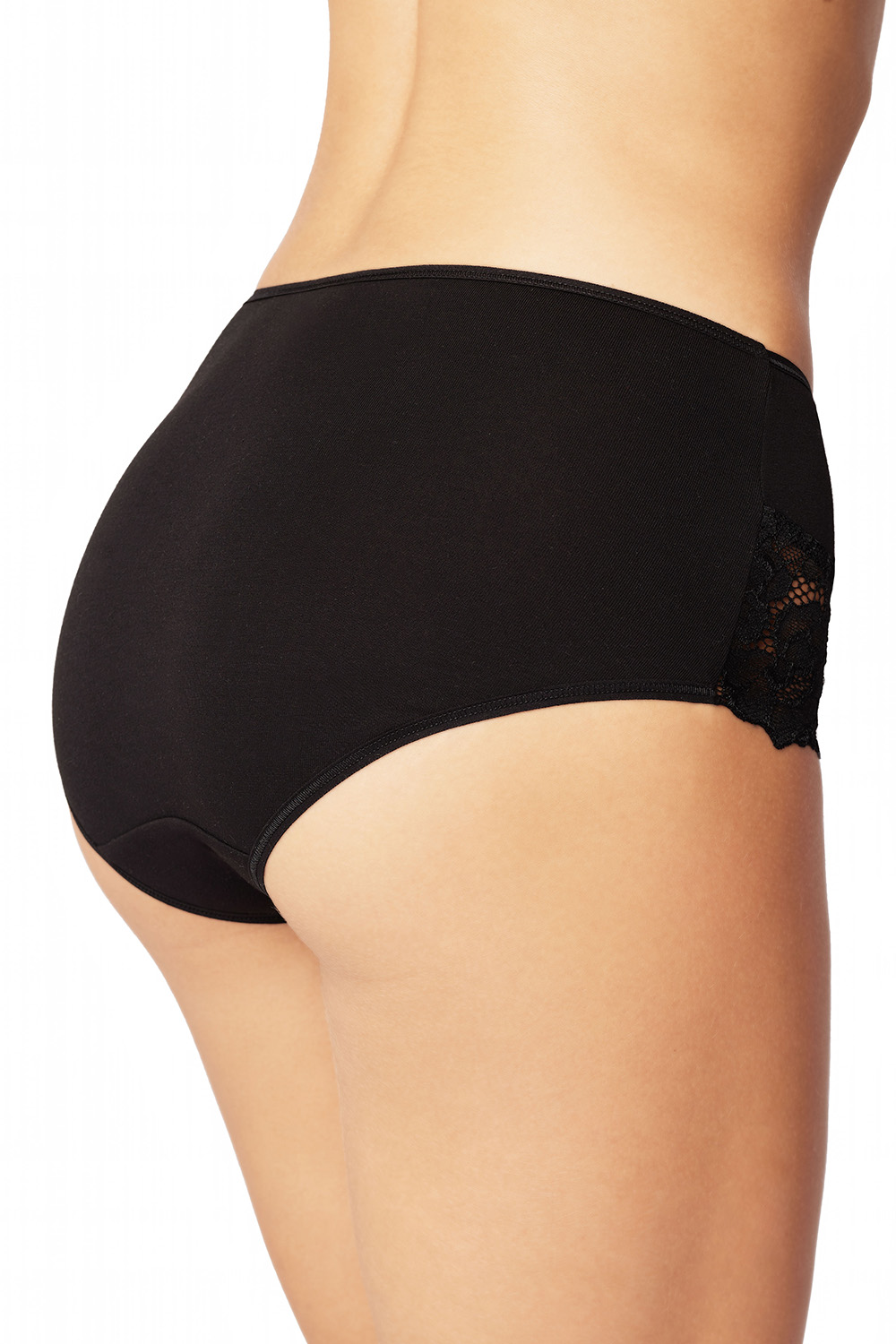 Vivisence women's smooth high waist lace briefs 4008, black