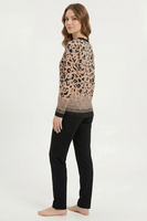Vivisence Pyjama Femme Modal Coton Dentelle Col V Confort Pour La Nuit, noir