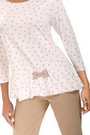 Vivisence Damen Pyjama Schlafanzug Kurzarm Nachtwäsche  2teilig Set Bequem 2033, ecru/beige