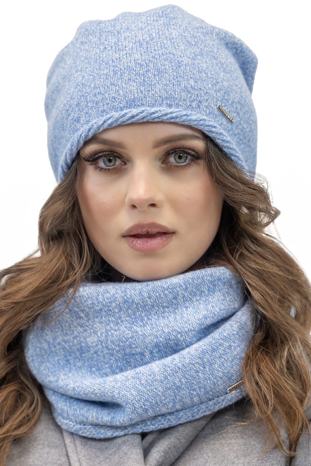 Vivisence Écharpe Tube Femme Hiver Moderne Et Confortable Pour Journées Froides 7108, bleu clair mélange