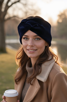 Vivisence Bandeau Femme Hiver Automne Chaud Couvre-chefs d'hiver Confortable Élégant Accessoire Cheveux Entrelacé Devant Tricot Extensible Idéal Journées Froides, bleu marine