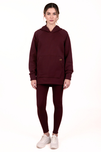 Vivisence Women Loungewear Set Hoodie and Leggings Cotton Blend Comfort Daily, maroon