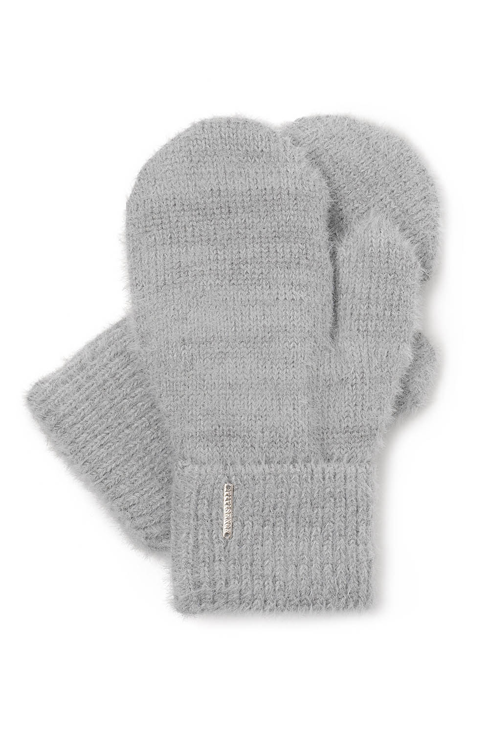 Vivisence Women's Gloves for Winter and Autumn Stylish Fleece Lined One Finger With Turned Up Hem Made From Soft Yarn Perfect For Cold Winter Days 7205, light grey