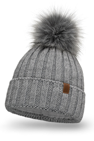 Vivisence Bonnet À Pompon Femme Doublé Polaire Ajustement Parfait Pour L’Hiver 70100, gris clair