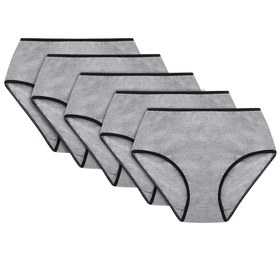 Vivisence Dame Slip Hoher Bund Voll Klassisch Unterhose Baumwolle Alltag 4017, schwarzes Gummiband:grau 5-pack