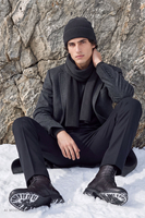 Vivisence Herren Beanie aus Wolle, elastische Mütze für Alltag, Strick, dunkelgrau