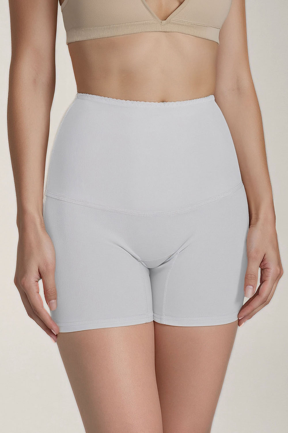 Vivisence Damen Shapewear Unterhose Baumwolle Hoher Bund 4102, weiß