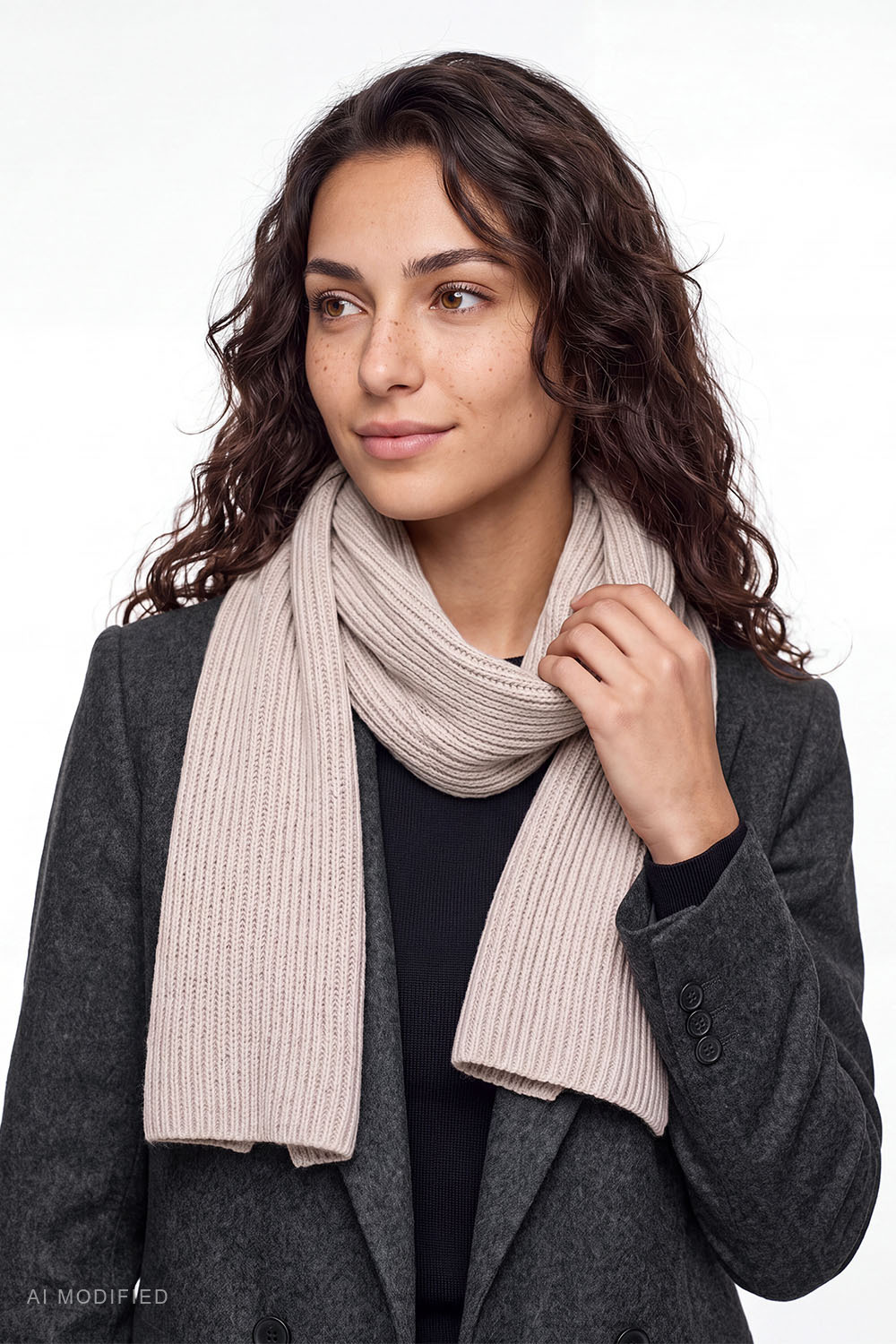 Vivisence Damenschal Merinowolle Kaschmir – Klassischer Rippenschal, beige