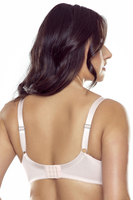 Vivisence Women's Demi Padded Bra Embroidered Mesh Microfibre Underwired Side Boning Adjustable Straps, beige