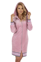 Vivisence Robe Cotton with Zipper Fastening and Cuffed Sleeves 5018, light pink