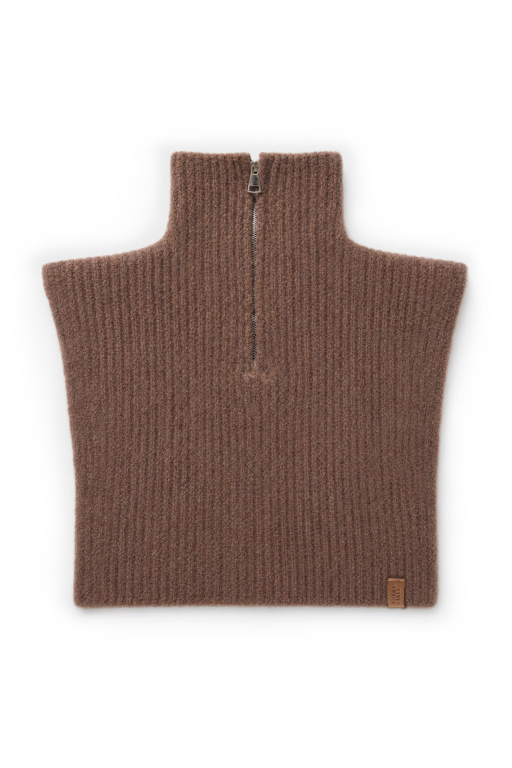 Vivisence women's knitted neck warmer with zip, warm and form-fitting, brown