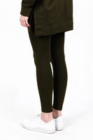 Vivisence Womens Leggings Ribbed Cotton Blend Elastic Waist All Day Comfort, Green