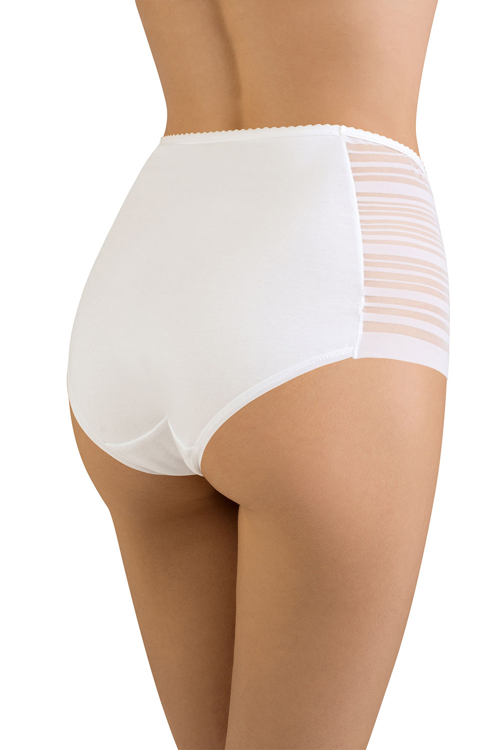 Vivisence Dame Slip Hoher Bund Klassisch Glatt Netz Voll Unterhose 4014, weiß