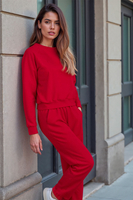 Vivisence Femme Survêtement Avec Poches Idéal Pour Maison Quotidien Détente 9204, rouge