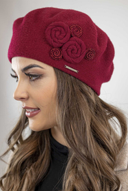 Vivisence Femme Ensemble Élégant Béret Et Écharpe Automne et Hiver En Laine Style Classique Ajustement Parfait Confort Thermique Accessoire Idéal Pour Les Froides Journées 7037Kmpl, bordeaux
