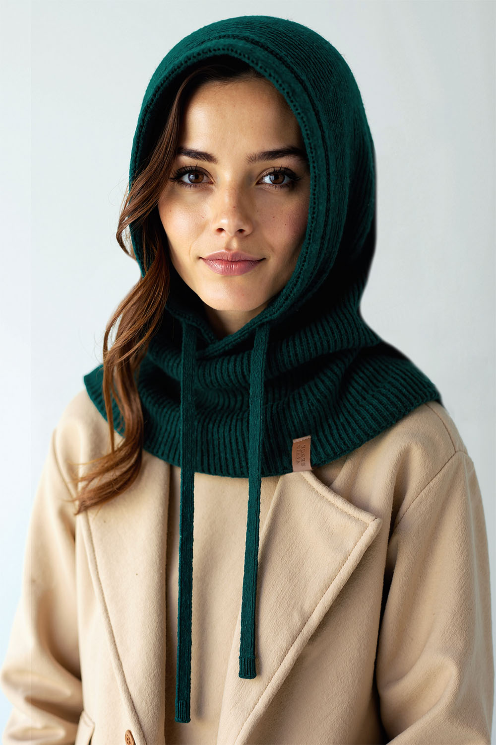 Vivisence Femme Cagoule Hiver Coton Doux Réglable Chaleur Quotidienne Confort, vert