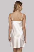 Vivisence Chemise de Nuit Satin Bretelles Réglables Tissu Agréable au Toucher 2039, écru
