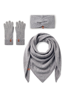 Vivisence Damen Winterset Stirnband Schal Handschuhe weiches Strickmaterial, grau