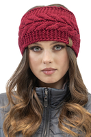 Vivisence Damen Stirnband Winter Dickem Garn Perfekter Anpassung Optimalen 7094, weinrot