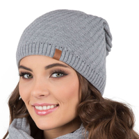 Vivisence Bonnet Femme Coupe Longue Tricoté En Fil Chaud Pour L’Automne 7017, gris clair
