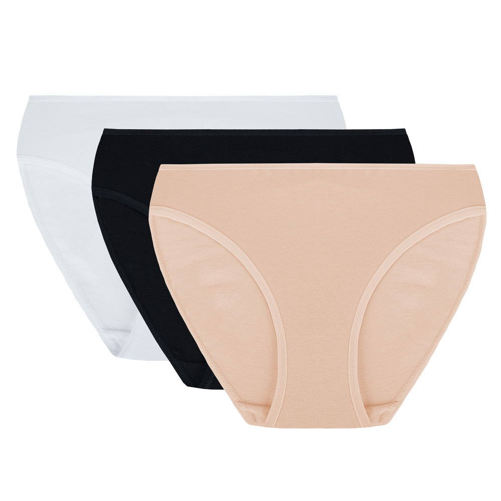 Vivisence women's smooth briefs 4002, white/black/beige