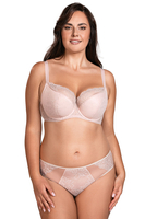 Vivisence Underwired Bra Lace Semi Padded Bra Half-Padded Cups Floral Lace Details Adjustable Straps Side Seam Boning Perfect for Elegant Gift, pink