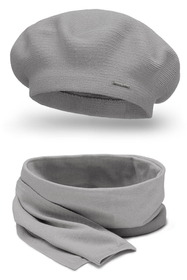 Vivisence Béret Et Écharpe Femme Pour L'automne et L'hiver En Laine Et Acrylique Ensemble Chic Pour L'Hiver Accessoire Mode Durable Pour Cadeau Parfait Confort Et Élégance 7005Kmpl, gris clair