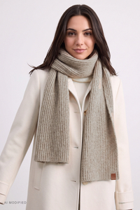Vivisence écharpe femme côtelée laine enveloppe confortablement le cou, beige