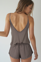 Vivisence Women's Pyjama Set Viscose V-Neckline Decorative Bow 2044, Grey