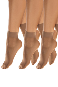 Vivisence Damen Söckchen Klassische 20 DEN 3Er-Pack Mit Unsichtbarer Zehenverstärkung Weich Und Bequem Breiter Rand Für Sicheren Halt Ohne Druck, beige