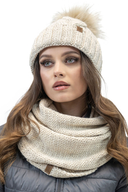 Vivisence Loop Schal Strick Zweimal Gefaltet Ideal Wärm Für Wintertage 7103, hellbeige