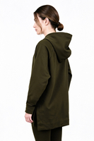 Vivisence Femme Sweat À Capuche Coton Élasthanne Confort Quotidien Douceur, vert