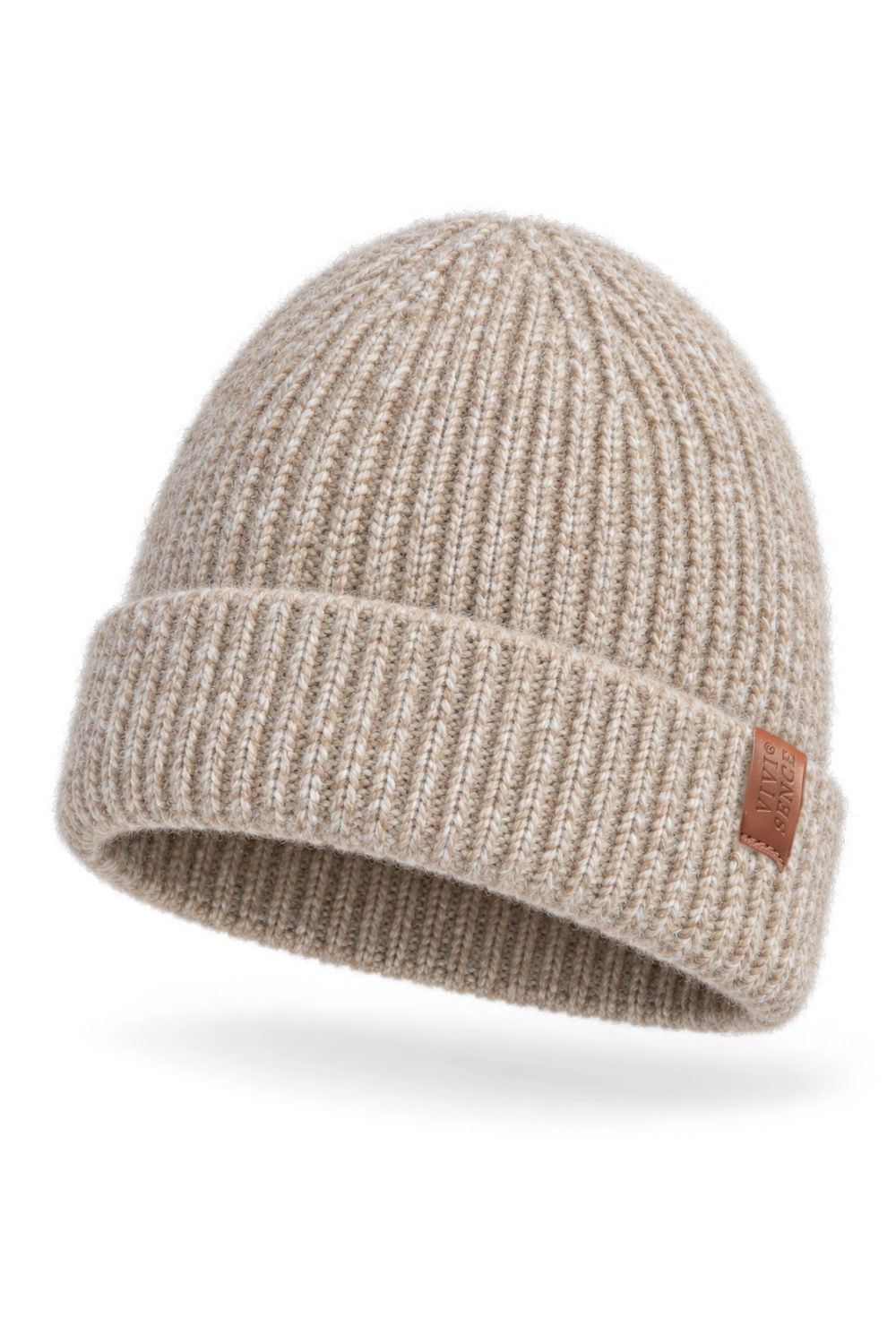 Vivisence bonnet beanie femme à revers pour jours froids, beige