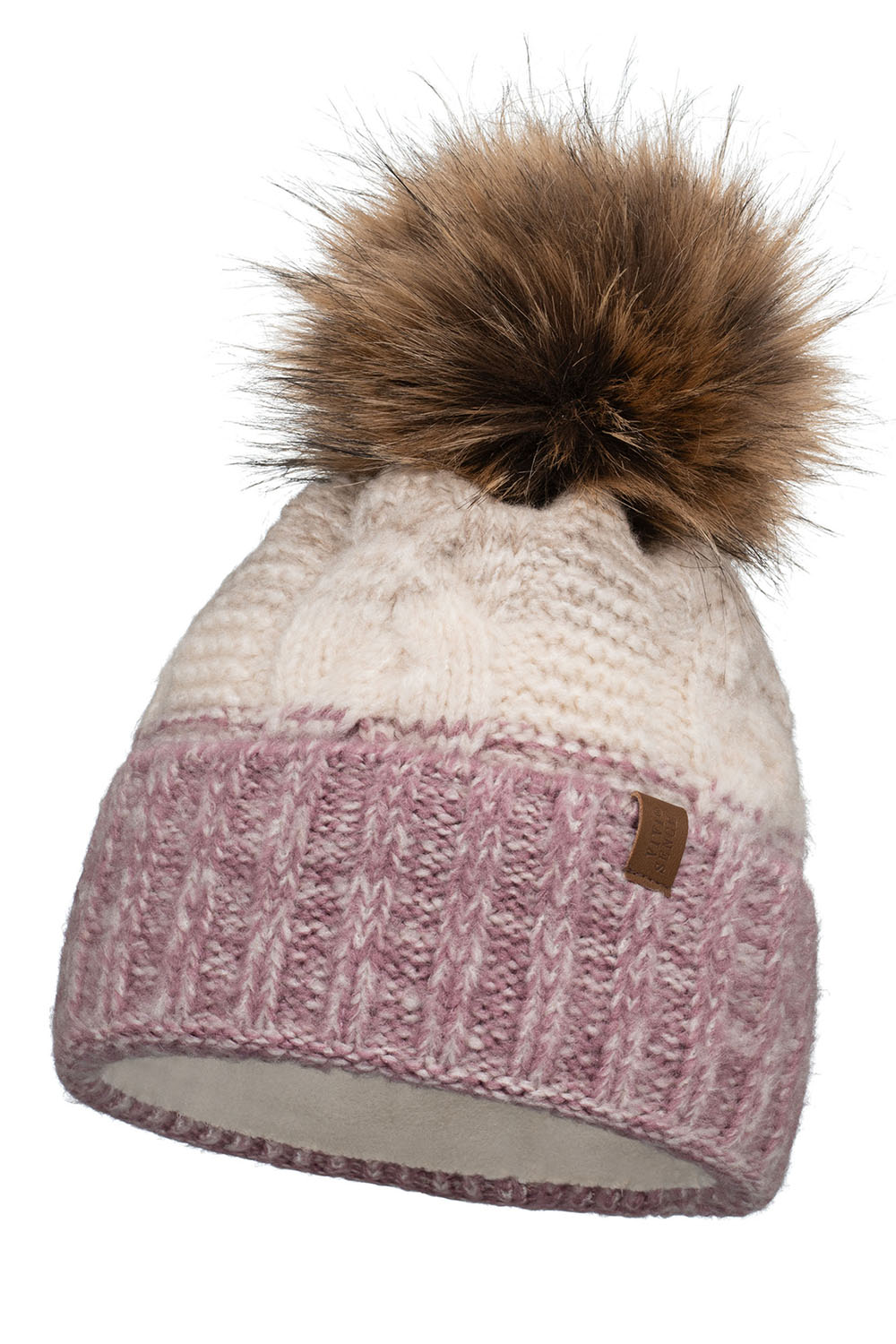 Vivisence Damen Bommelmütze Winter Fleecefutter Bommel Perfekte Passform 70101, Pink