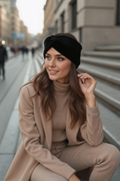 Vivisence Bandeau Femme Hiver Automne Chaud Couvre-chefs d'hiver Confortable Élégant Accessoire Cheveux Entrelacé Devant Tricot Extensible Idéal Journées Froides, noir