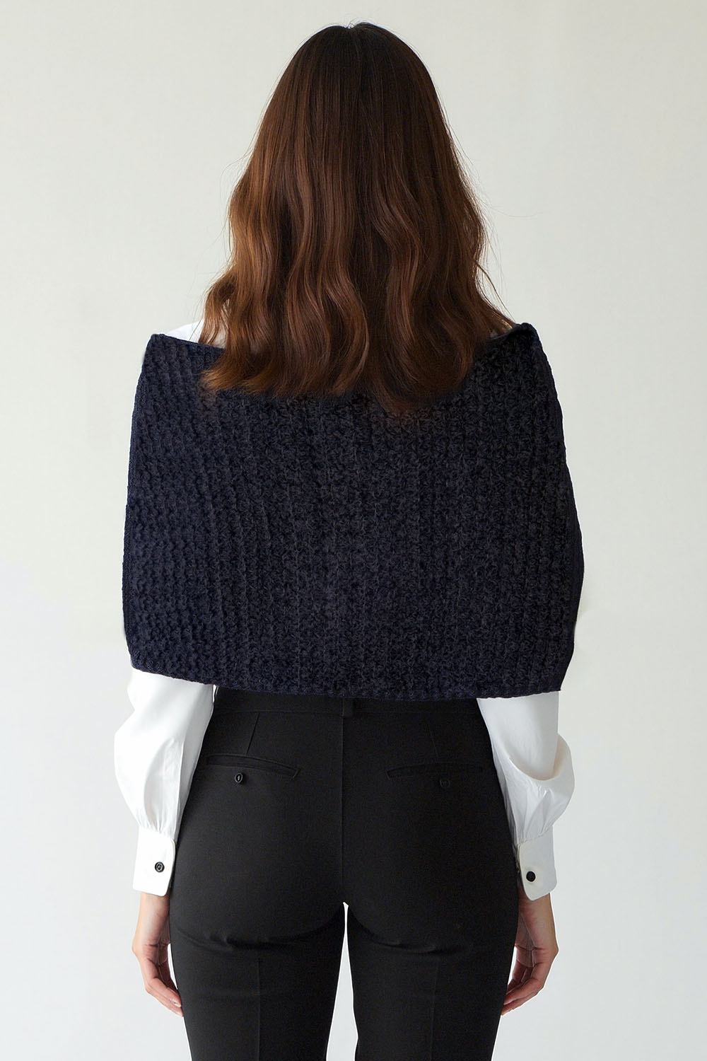 Vivisence Damen Strickponcho Asymmetrischer Schnitt Wärmender Komfort, dunkelblau