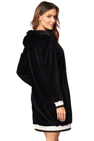 Vivisence Robe Cotton with Zipper Fastening and Cuffed Sleeves 5018, black-white