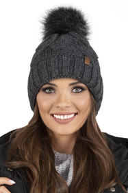 Vivisence Bonnet À Pompon Femme Chaud Et Doux Idéal Pour L’Hiver 7014, gris foncé