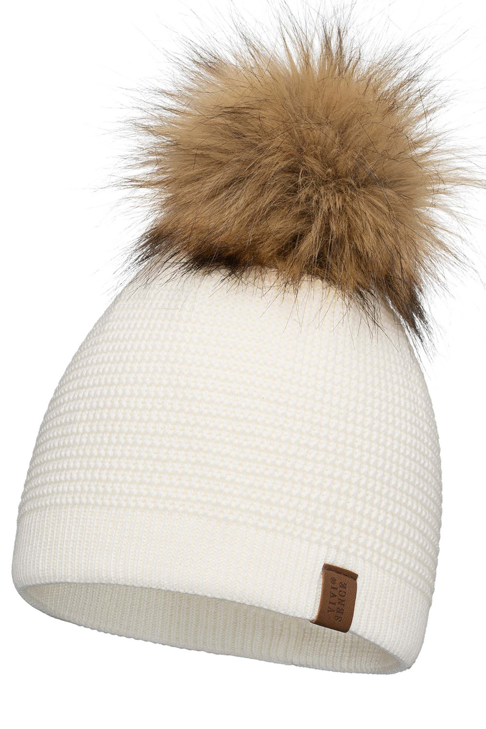 Vivisence Bonnet À Pompon Femme Hiver En Fil Chaud Effet Antistatique 7041, ecru