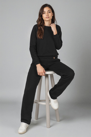 Vivisence Sweatshirt Damen Mit Rundhalsausschnitt Aus Baumwolle Langer Ärmel Bequemer Schnitt 9004, schwarz