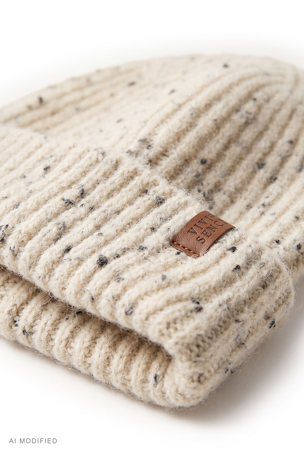 Vivisence Damen Beanie gerippt mit Umschlag weich und warm, cremig