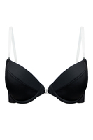 Vivisence Femme Soutien Gorge Bretelle Transparent Push Up Invivsible Soutien-Gorge Dos Nu Amovibles Bretelles, noir
