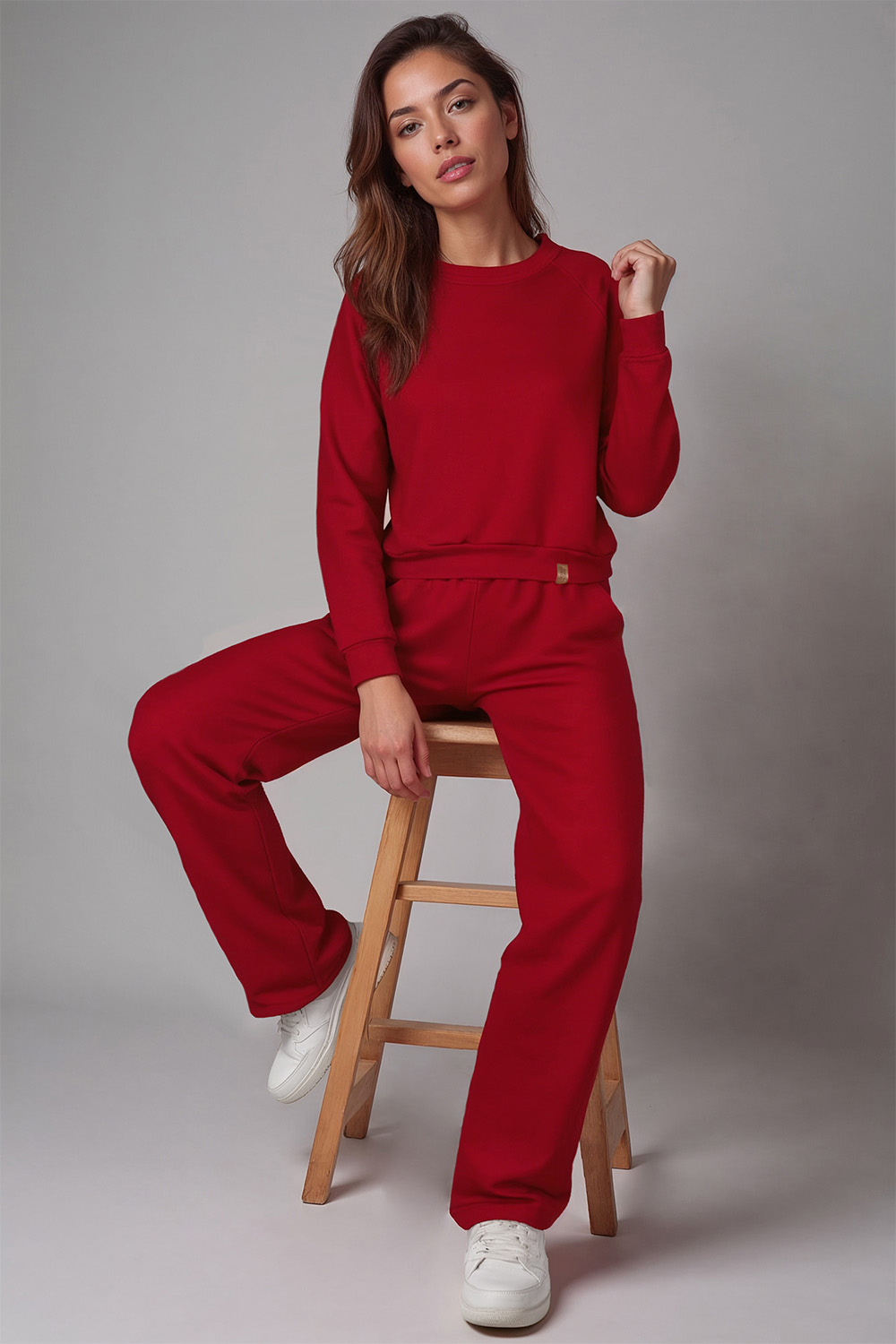 Vivisence Women's Sweatpants Wide Leg Lounge Relaxed Fit High Waist Knit Trousers With Elastic Waistband And Side Pockets Ideal For Casual Everyday Or Homewear Looks 9102, Red