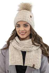 Vivisence Wintermütze mit Bommel Damen Warmes Ideal Für Kalte Wintertage 7015, beige